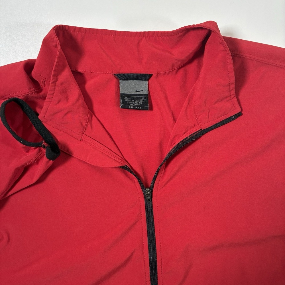 Vintage Nike Gray Tag Pullover Medium 1/2 Zip Red Running Zip Pocket Y2K 90s